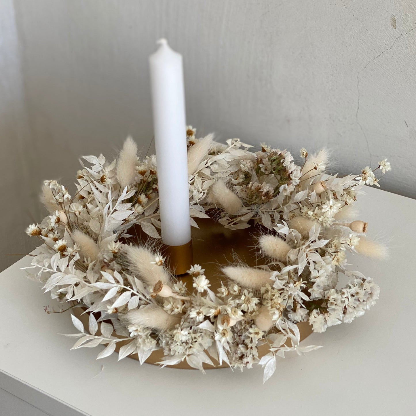 Kerzentablett aus Metall für Adventskranz I Trockenblumengesteck | magnetisch