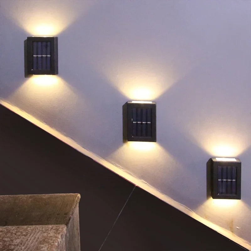 SolarGlow™ LED Solar Wandlampen – Kabellos, Wetterfest & Stimmungsvolles Licht für Außenbereiche